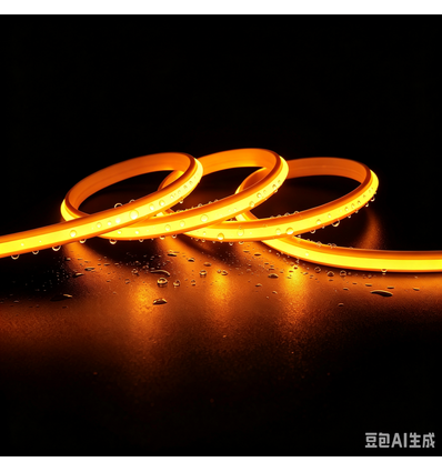 5m 9W/m Gelber Slim COB Strip - 230V, IP67 wasserdicht, 296 LED, alle 10cm kürzbar
