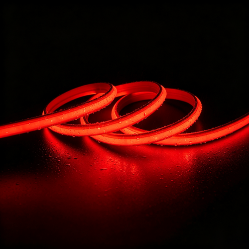 5m 9W/m Roter Slim COB Strip - 230V, IP67 wasserdicht, 296 LED, alle 10cm kürzbar