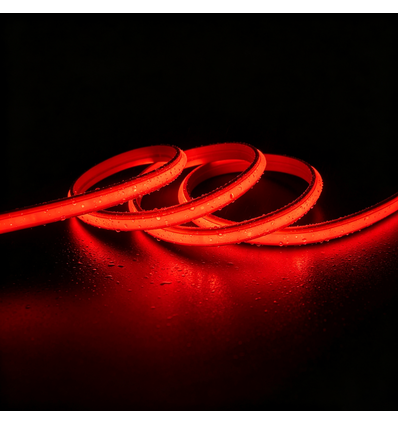 5m 9W/m Roter Slim COB Strip - 230V, IP67 wasserdicht, 296 LED, alle 10cm kürzbar
