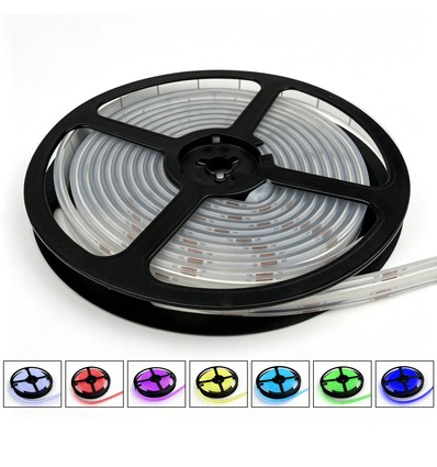 5m 13W/m RGB Dotless COB-LED Streifen - 24V DC, IP67, 576 LED pro Meter