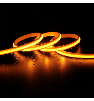 5m 9W/m Gelber Slim COB Strip - 230V, IP67 wasserdicht, 296 LED, alle 10cm kürzbar