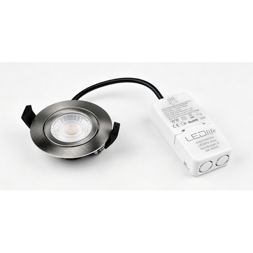 7W Ø8,3cm DimToWarm+CCT Einbaustrahler dimmbar RA96 - Loch: Ø6,8 cm, Gebürsteter Stahl