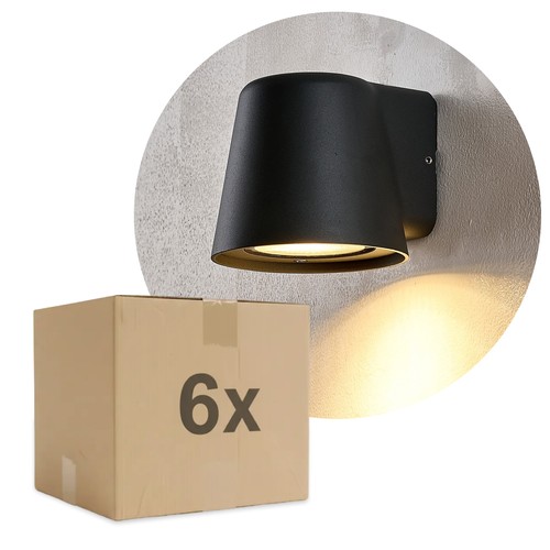 6er Set Avero GU10 Wandleuchte Schwarz - IP65, ohne Leuchtmittel