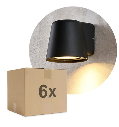 6er Set Avero GU10 Wandleuchte Schwarz - IP65, ohne Leuchtmittel