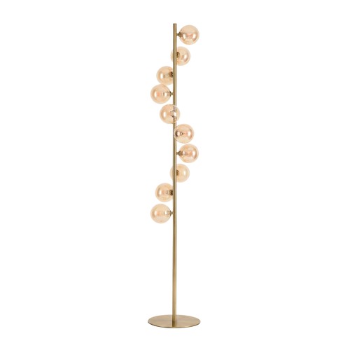 Denia 10xG9 Stehleuchte Messing/Bernstein - 160cm, bernsteinfarbenes Glas, ohne Leuchtmittel