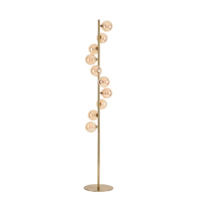 Denia 10xG9 Stehleuchte Messing/Bernstein - 160cm, bernsteinfarbenes Glas, ohne Leuchtmittel