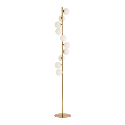 Denia 10xG9 Stehleuchte Messing/Weiß - 160cm, weißes Mattglas, ohne Leuchtmittel