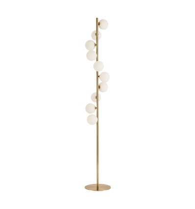 Denia 10xG9 Stehleuchte Messing/Weiß - 160cm, weißes Mattglas, ohne Leuchtmittel