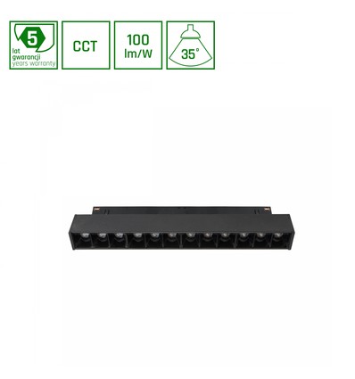LEDlife 12W System Shift Grid S Schienenspot - CCT-Switch, 40°, 2-Phasen, Schwarz