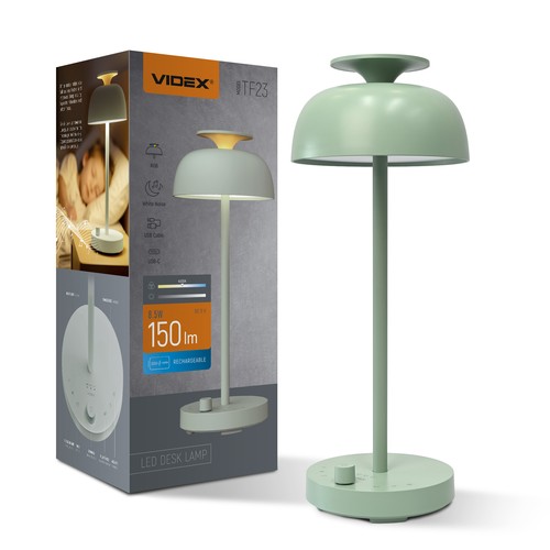 Wiederaufladbare LED-Schreibtischlampe mit White Noise - Neutralweiß + RGB, Grün, inkl. Leuchtmittel