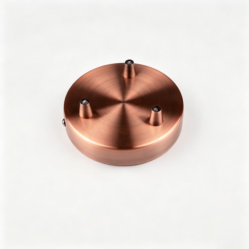Baldachin in Kupferrot - Ø12cm, Höhe 2,5cm, 3 Löcher, Deckenrosette