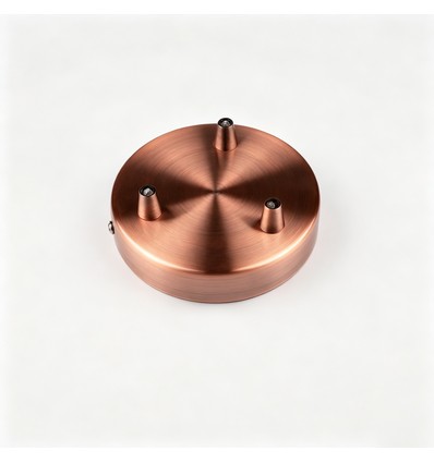 Baldachin in Kupferrot - Ø12cm, Höhe 2,5cm, 3 Löcher, Deckenrosette