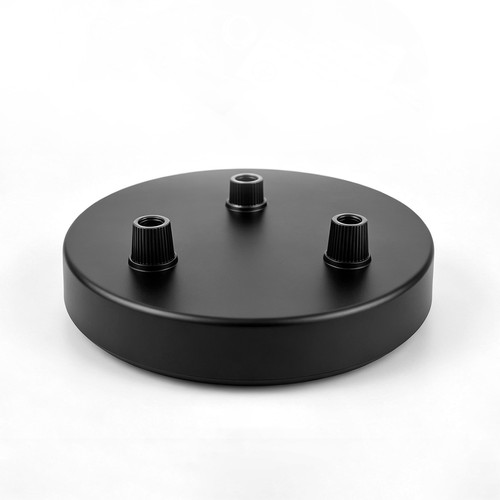 Baldachin in Schwarz - Ø12cm, Höhe 2,5cm, 3 Löcher, Deckenrosette