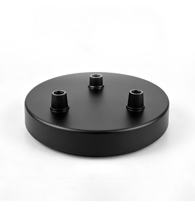 Baldachin in Schwarz - Ø12cm, Höhe 2,5cm, 3 Löcher, Deckenrosette