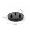 Baldachin in Schwarz - Ø12cm, Höhe 2,5cm, 3 Löcher, Deckenrosette