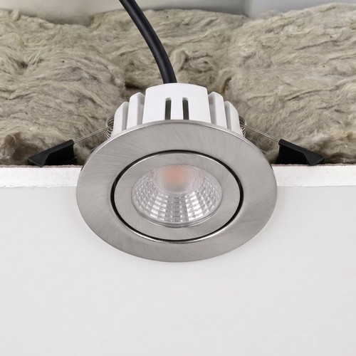 7W RA96 CCT + DimToWarm Einbaustrahler für Isolierung - Dimmbar, Loch: Ø6,8 cm, Maß: Ø9,3 cm, Edelstahl gebürstet
