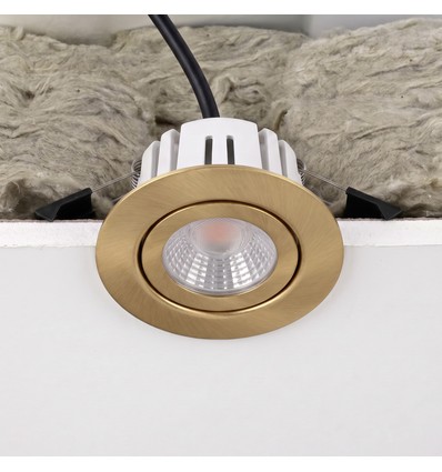 7W RA96 CCT + DimToWarm Einbaustrahler für Isolierung - dimmbar, Loch: Ø6,8 cm, Maß: Ø9,3 cm, Gold