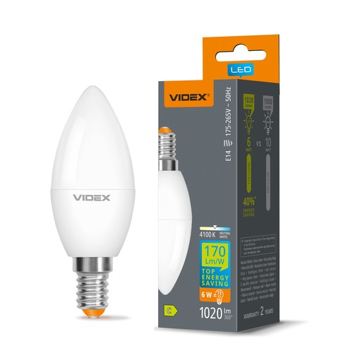E14 6W LED Kerzenlampe - C37, Neutralweiß