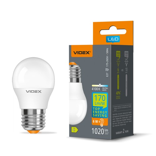 E27 6W LED Tropfenlampe - G45, Neutralweiß