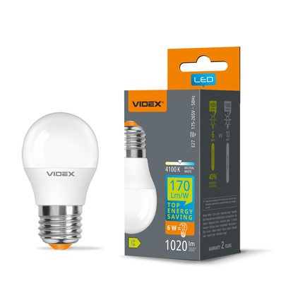 E27 6W LED Tropfenlampe - G45, Neutralweiß