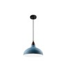 BIRK Petroleumsblau Ø24cm Pendelleuchte - E27 Fassung, 2m Kabel, Metall / Holz