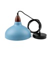BIRK Petroleumsblau Ø24cm Pendelleuchte - E27 Fassung, 2m Kabel, Metall / Holz