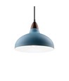 BIRK Petroleumsblau Ø24cm Pendelleuchte - E27 Fassung, 2m Kabel, Metall / Holz