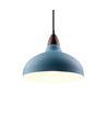 BIRK Petroleumsblau Ø24cm Pendelleuchte - E27 Fassung, 2m Kabel, Metall / Holz