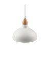 BIRK Weiß Ø19cm Pendelleuchte - E27 Fassung, 2m Kabel, Metall / Holz
