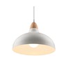 BIRK Weiß Ø19cm Pendelleuchte - E27 Fassung, 2m Kabel, Metall / Holz