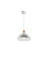 BIRK Weiß Ø24cm Pendelleuchte - E27 Fassung, 2m Kabel, Metall / Holz