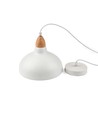 BIRK Weiß Ø24cm Pendelleuchte - E27 Fassung, 2m Kabel, Metall / Holz