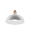 BIRK Weiß Ø24cm Pendelleuchte - E27 Fassung, 2m Kabel, Metall / Holz