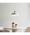 BIRK Weiß Ø24cm Pendelleuchte - E27 Fassung, 2m Kabel, Metall / Holz