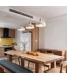 BIRK Weiß Ø24cm Pendelleuchte - E27 Fassung, 2m Kabel, Metall / Holz