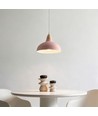 BIRK Pink Ø19cm Pendelleuchte - E27 Fassung, 2m Kabel, Metall / Holz