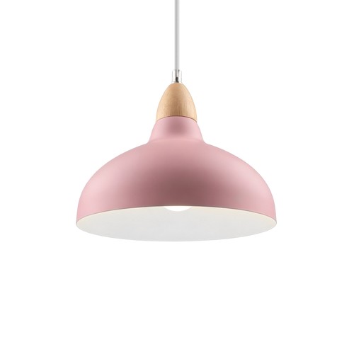 BIRK Pink Ø24cm Pendelleuchte - E27 Fassung, 2m Kabel, Metall / Holz
