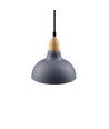 BIRK Blau Ø19cm Pendelleuchte - E27 Fassung, 2m Kabel, Metall / Holz