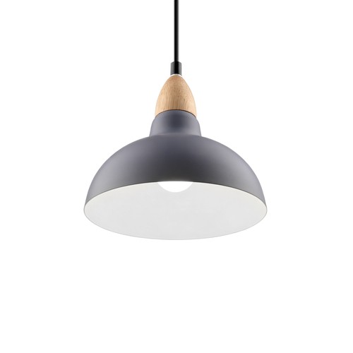 BIRK Blau Ø19cm Pendelleuchte - E27 Fassung, 2m Kabel, Metall / Holz