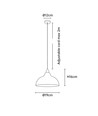 BIRK Blau Ø19cm Pendelleuchte - E27 Fassung, 2m Kabel, Metall / Holz