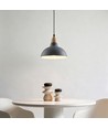 BIRK Blau Ø24cm Pendelleuchte - E27 Fassung, 2m Kabel, Metall / Holz