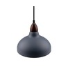 BIRK Grau Ø24cm Pendelleuchte - E27 Fassung, 2m Kabel, Metall / Holz