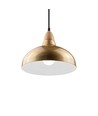 BIRK Messing Ø19cm Pendelleuchte - E27 Fassung, 2m Kabel, Metall / Holz