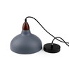 BIRK Grau Ø19cm Pendelleuchte - E27 Fassung, 2m Kabel, Metall / Holz