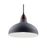 BIRK Grau Ø19cm Pendelleuchte - E27 Fassung, 2m Kabel, Metall / Holz