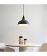 BIRK Grau Ø19cm Pendelleuchte - E27 Fassung, 2m Kabel, Metall / Holz
