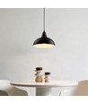 BIRK Schwarz Ø19cm Pendelleuchte - E27 Fassung, 2m Kabel, Metall / Holz