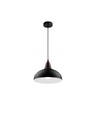 BIRK Schwarz Ø24cm Pendelleuchte - E27 Fassung, 2m Kabel, Metall / Holz