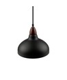BIRK Schwarz Ø24cm Pendelleuchte - E27 Fassung, 2m Kabel, Metall / Holz