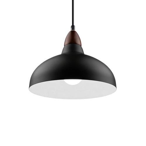 BIRK Schwarz Ø24cm Pendelleuchte - E27 Fassung, 2m Kabel, Metall / Holz